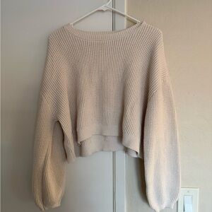 La Hearts Cream Knit Crew Neck Sweater
